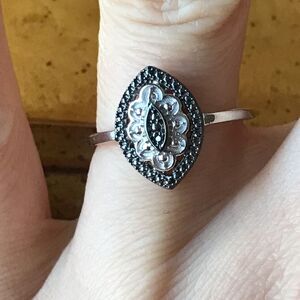 Natural Green Diamond Accent Sterling Silver Ring Size 8